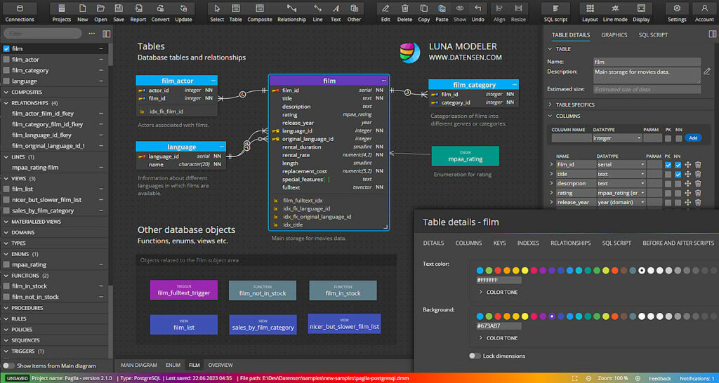 Luna Modeler - database modeling software for relational databases